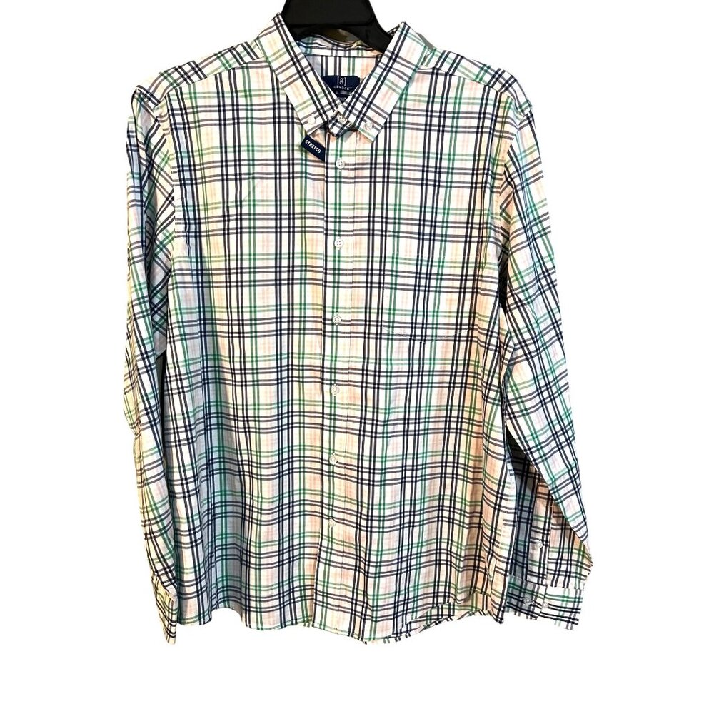 New George Men's Classic Fit Plaid Button-Down Shirt XL
